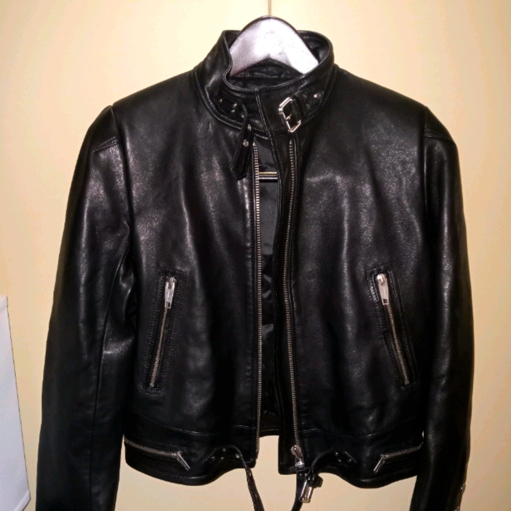 The Kooples woman black leather racer